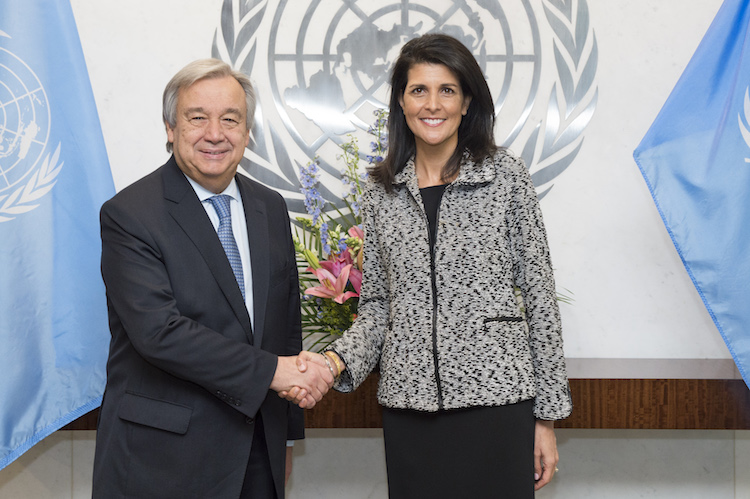 Photo: Nikki R. Haley, new United States Permanent Representative to the United Nations presented her credentials to Secretary-General António Guterres on 27 January 2017.